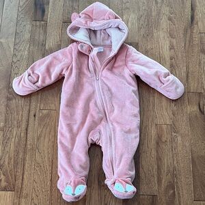 Carters Cozy Pink Hooded Baby Onesie